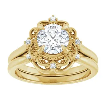 14K Gold 0.02 CTW Diamond Floral Wedding Band
