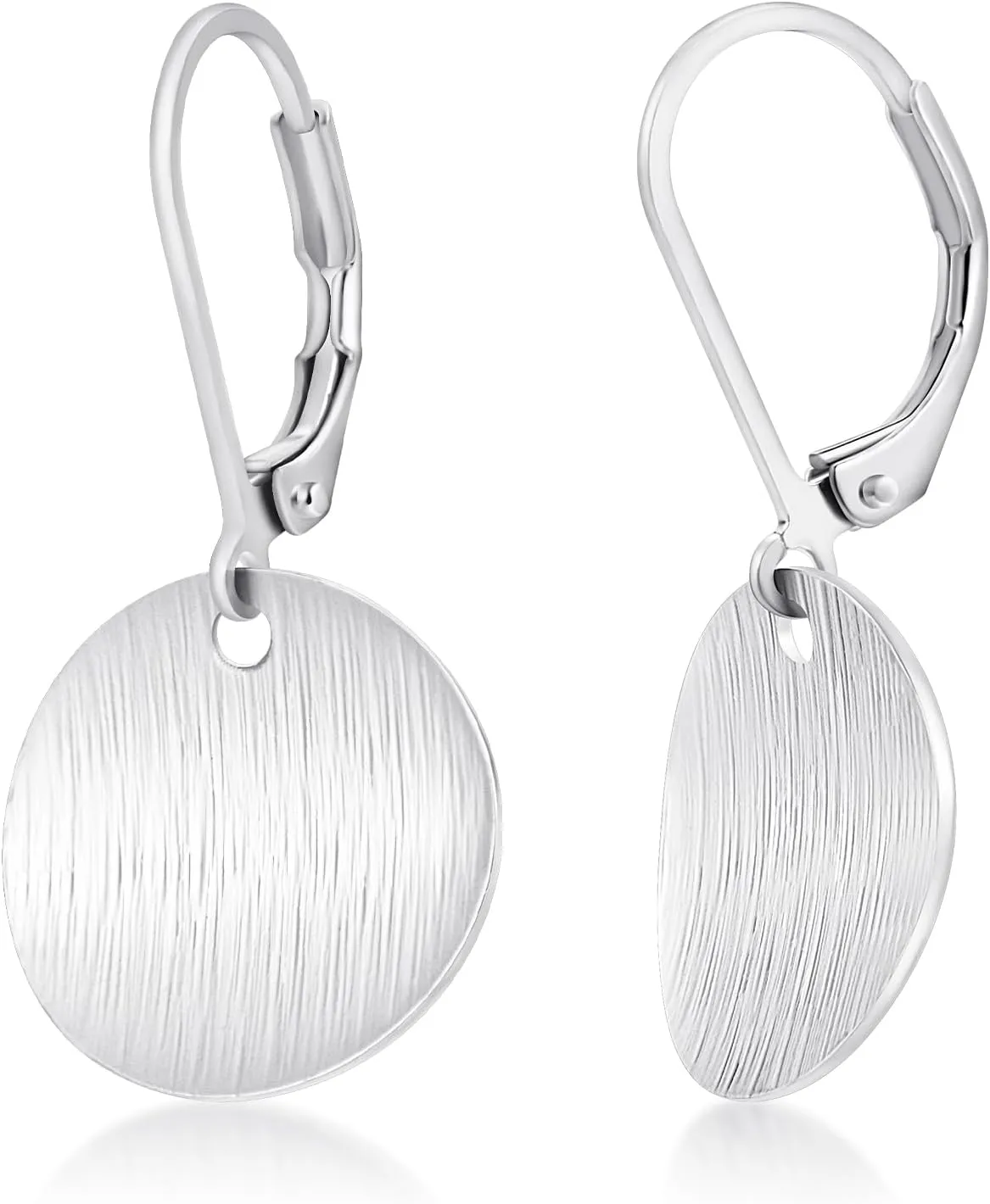 14K Gold Disc Leverback Earrings for Women Gold and Silver Circle Drop Dangle Earrings Jewelry Hypoallergenic Hammered Leverback Dangle Earrings for Gifts