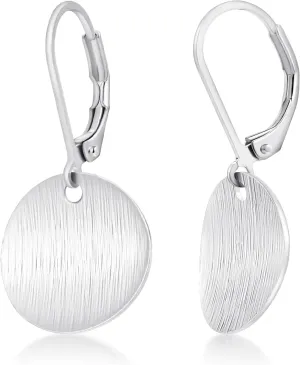 14K Gold Disc Leverback Earrings for Women Gold and Silver Circle Drop Dangle Earrings Jewelry Hypoallergenic Hammered Leverback Dangle Earrings for Gifts