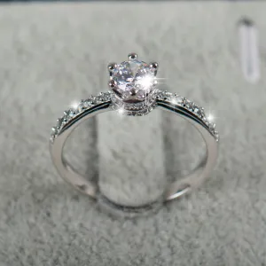 2016 NEW design Fashion Jewelry Luxury Women Engagement ring 925 sterling Silver 5A Zircon Wedding crown Rings