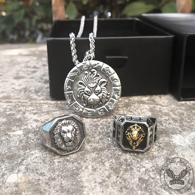 3 Pcs Lion Stainless Steel Jewelry Set