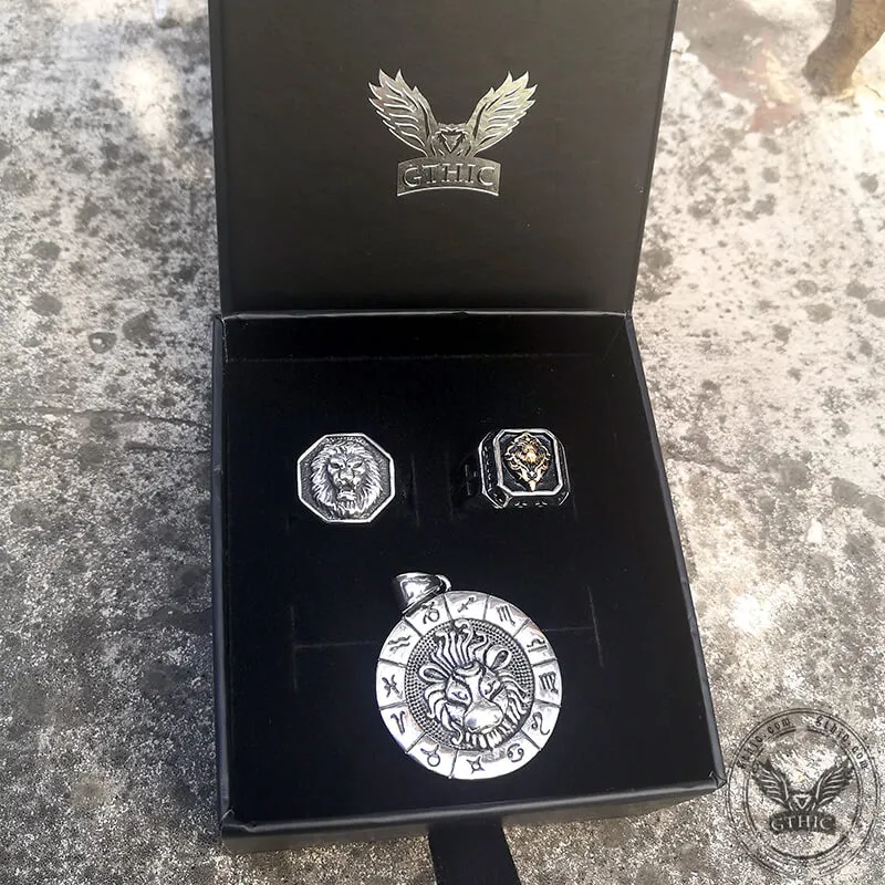 3 Pcs Lion Stainless Steel Jewelry Set