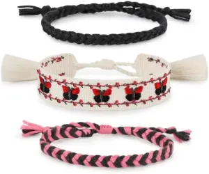 3PCS/Set Handmade Woven Bracelets Set Adjustable Butterfly Bracelets,M