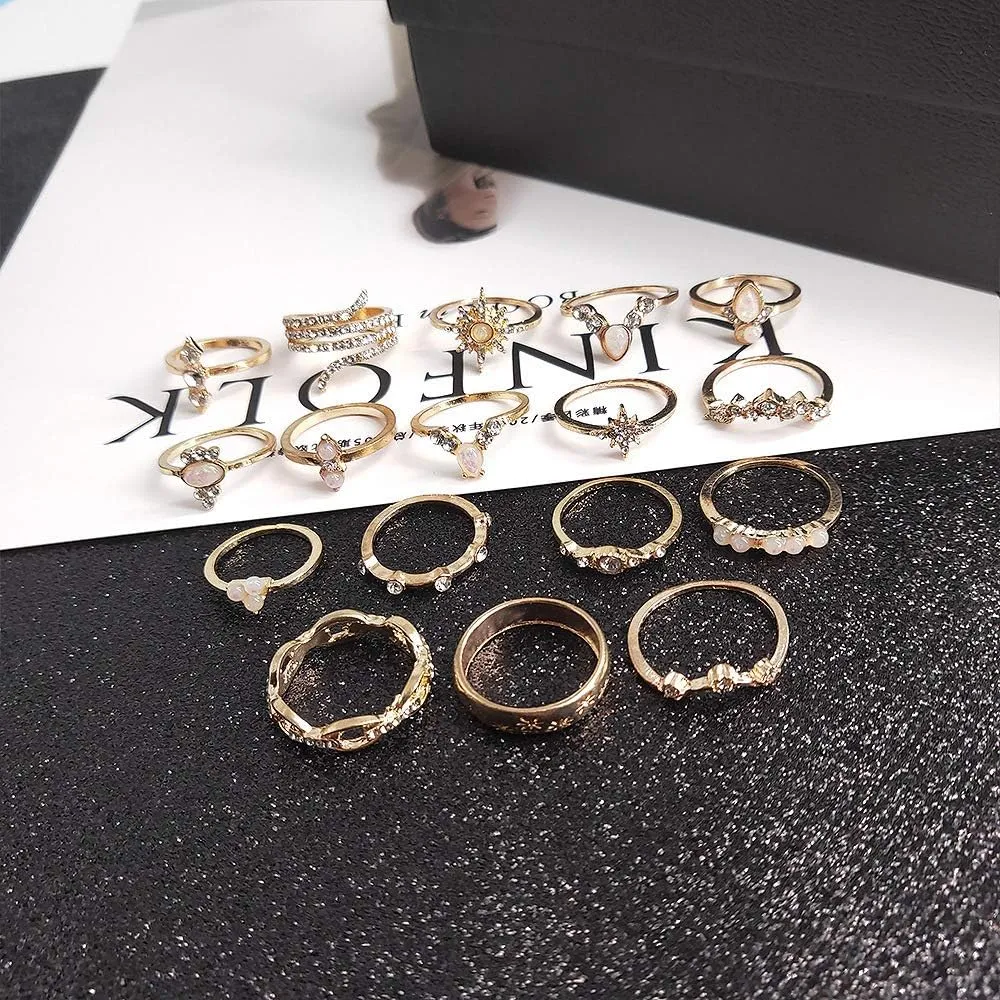 7-20PCS Knuckle Stacking Rings for Women Stackable Joint Finger Statement Rings,Boho Retro Stackable Rings Midi Finger Ring Multiple Pearl Wave Joint Finger Rings