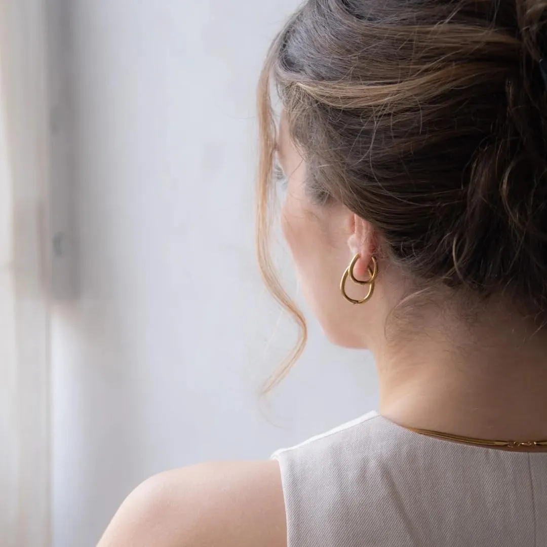 8YEARS Gold Hoop Earrings for Women, 18K Gold Plated Minimalist Rectangle Hoops Earrings, Lightweight Paperclip Huggie Hoop Earrings Trendy Jewelry for Gift