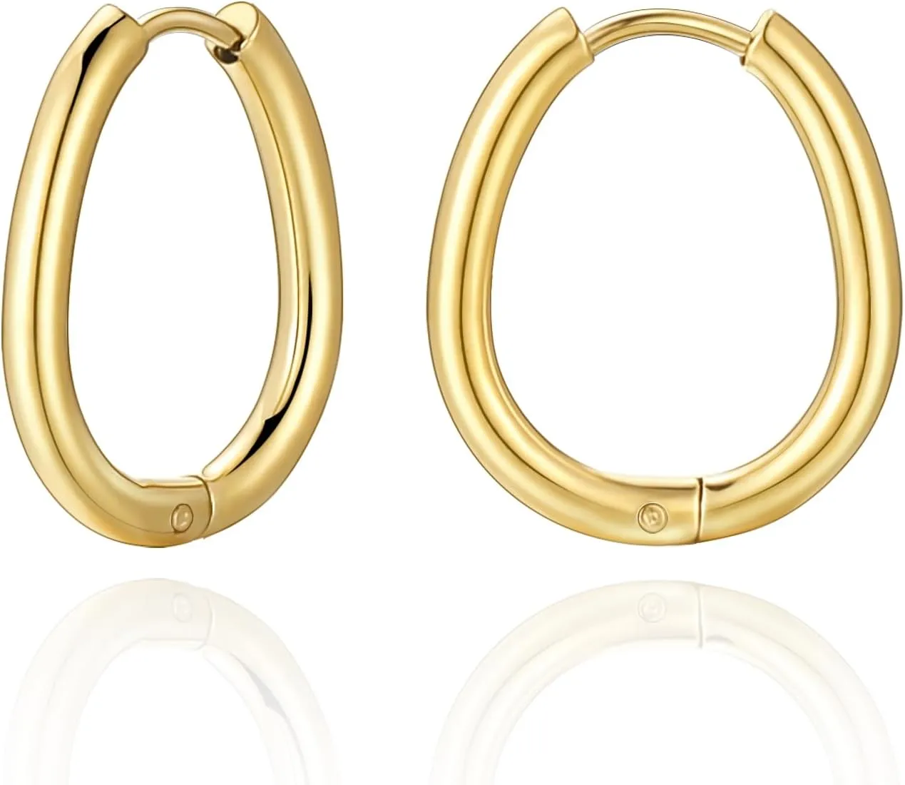 8YEARS Gold Hoop Earrings for Women, 18K Gold Plated Minimalist Rectangle Hoops Earrings, Lightweight Paperclip Huggie Hoop Earrings Trendy Jewelry for Gift