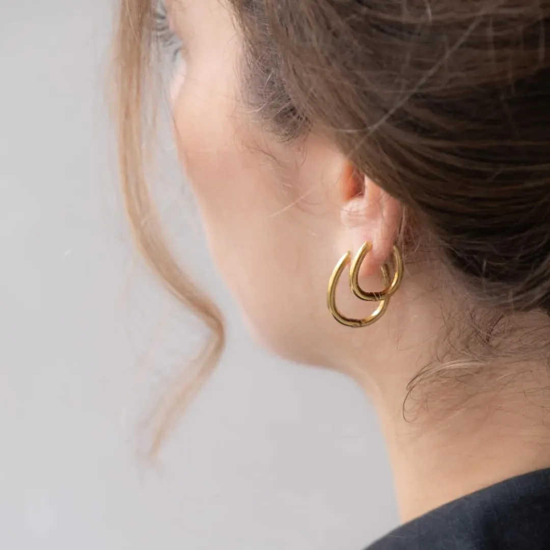 8YEARS Gold Hoop Earrings for Women, 18K Gold Plated Minimalist Rectangle Hoops Earrings, Lightweight Paperclip Huggie Hoop Earrings Trendy Jewelry for Gift