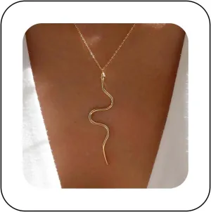 Andelaisi Boho Snake Choker Necklace Vintage Snake Pendant Necklace Gold Serpent Necklaces Minimalist Thin Serpent Chain Necklaces Jewelry for Women