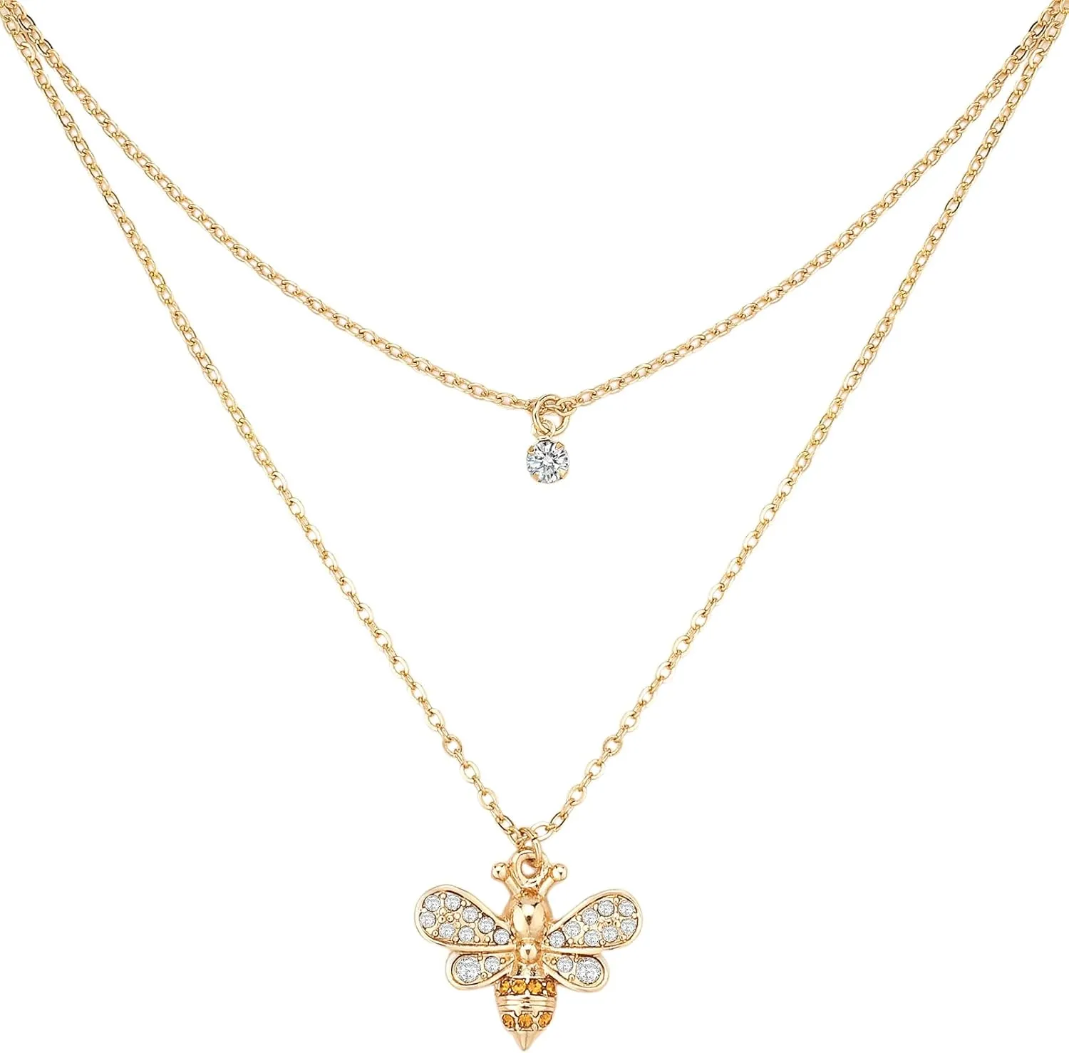 Bee Necklaces for Women Girls 14K Gold Plated Bee Pendant Necklaces Long Dainty Gold Necklace Trendy Necklaces Jewelry Gifts