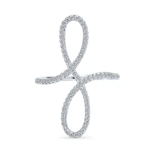 Boho Pave CZ Full Finger Armor Swirl Infinity Ring .925 Sterling Silver