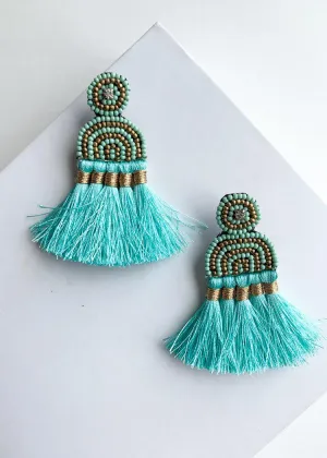 Cabarete Beaded Turquoise Fringed Drops-***FINAL SALE***