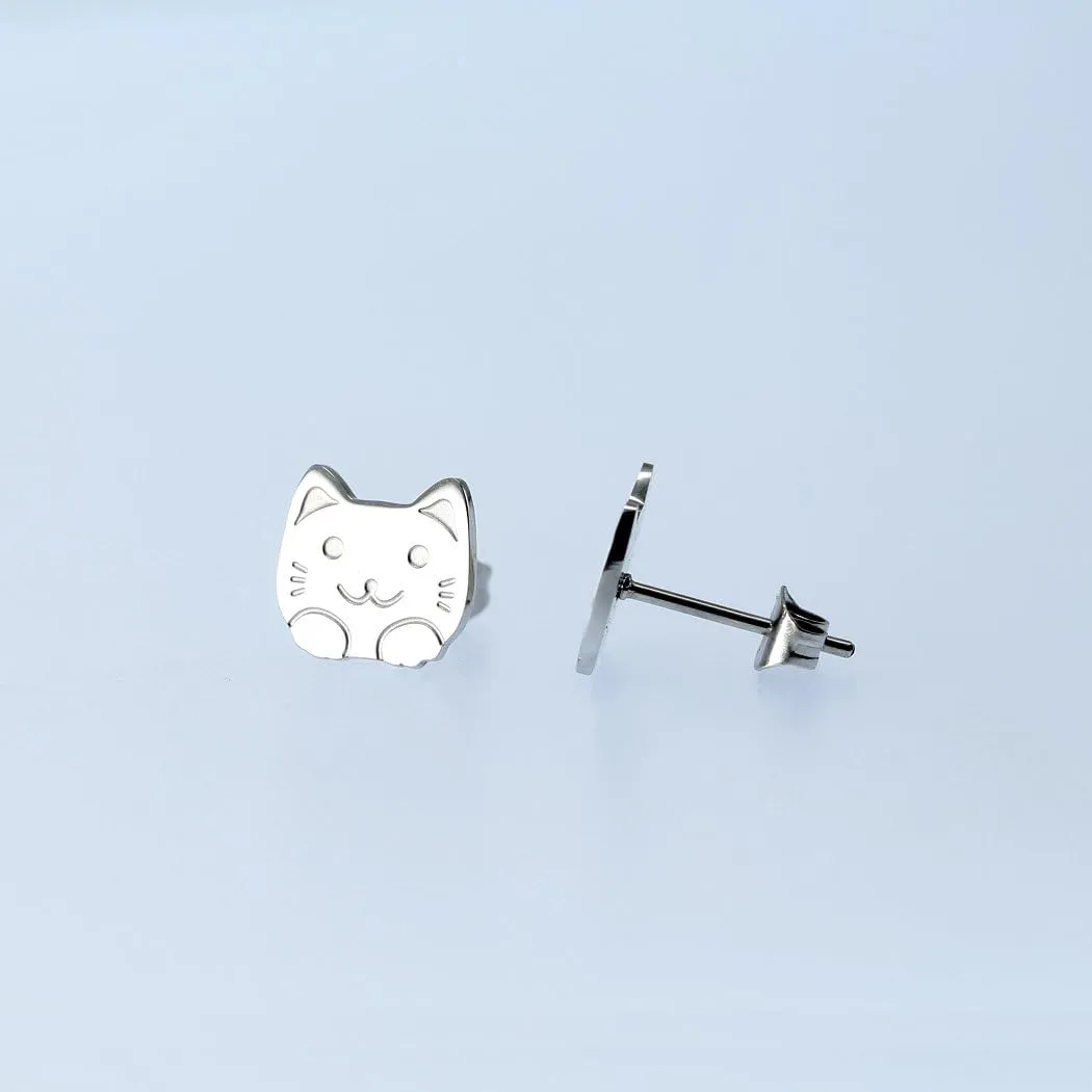 Cat stud earrings Kitten earrings Fashion earrings Cute stud earrings