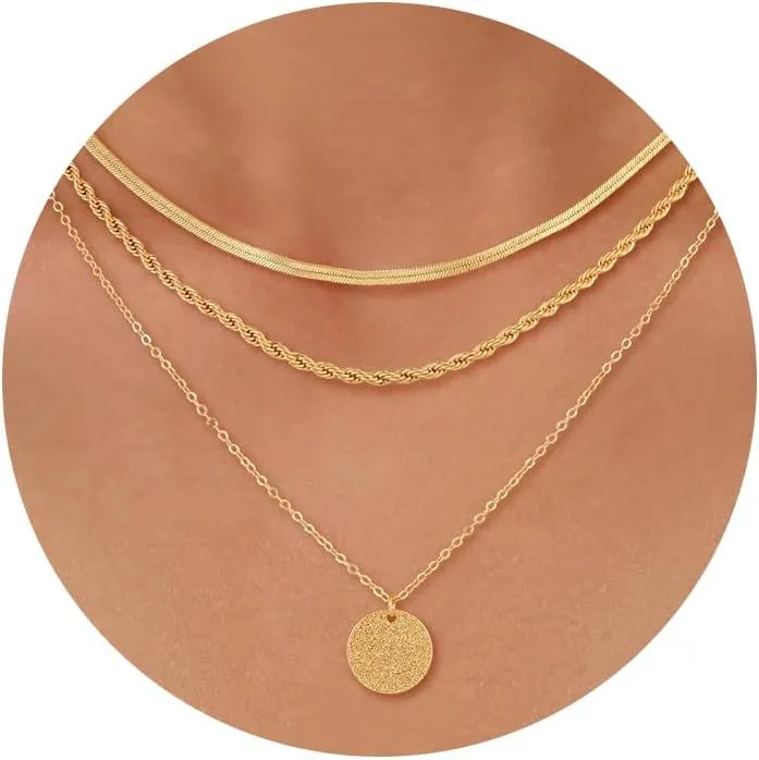 CHESKY Layered Gold Necklaces for Women, Dainty 14K Real Gold/Silver Plated Chain Necklace Diamond CZ Pendant Necklace for Women Adjustable Layering Choker Necklace Gold jewelry for Women Gifts