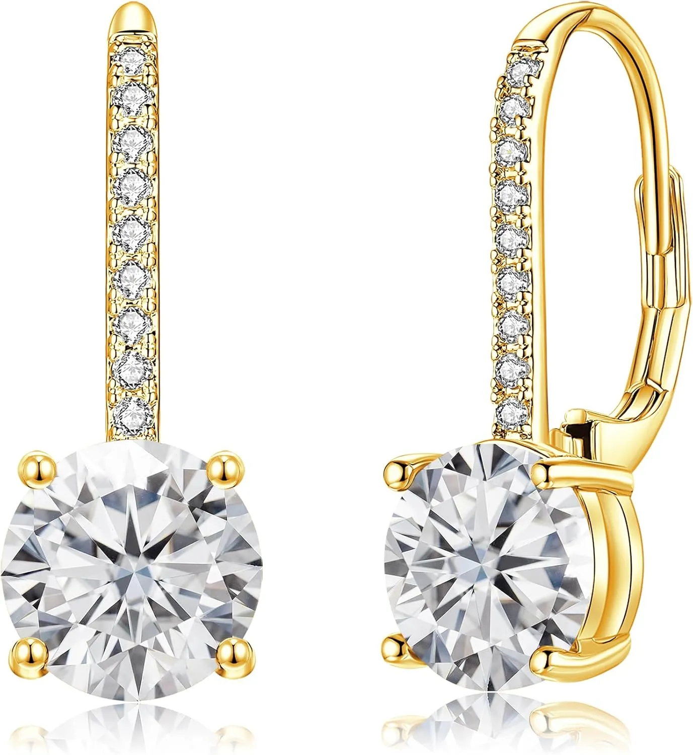 CiNily Round Cut Drop Dangle Earrings for Women Hypoallergenic, Multi-color Cubic Zirconia Earrings Diamond Dangle Earrings Jewelry Gifts for Mothers Day 14K White Gold, Yellow Gold, Rose Gold