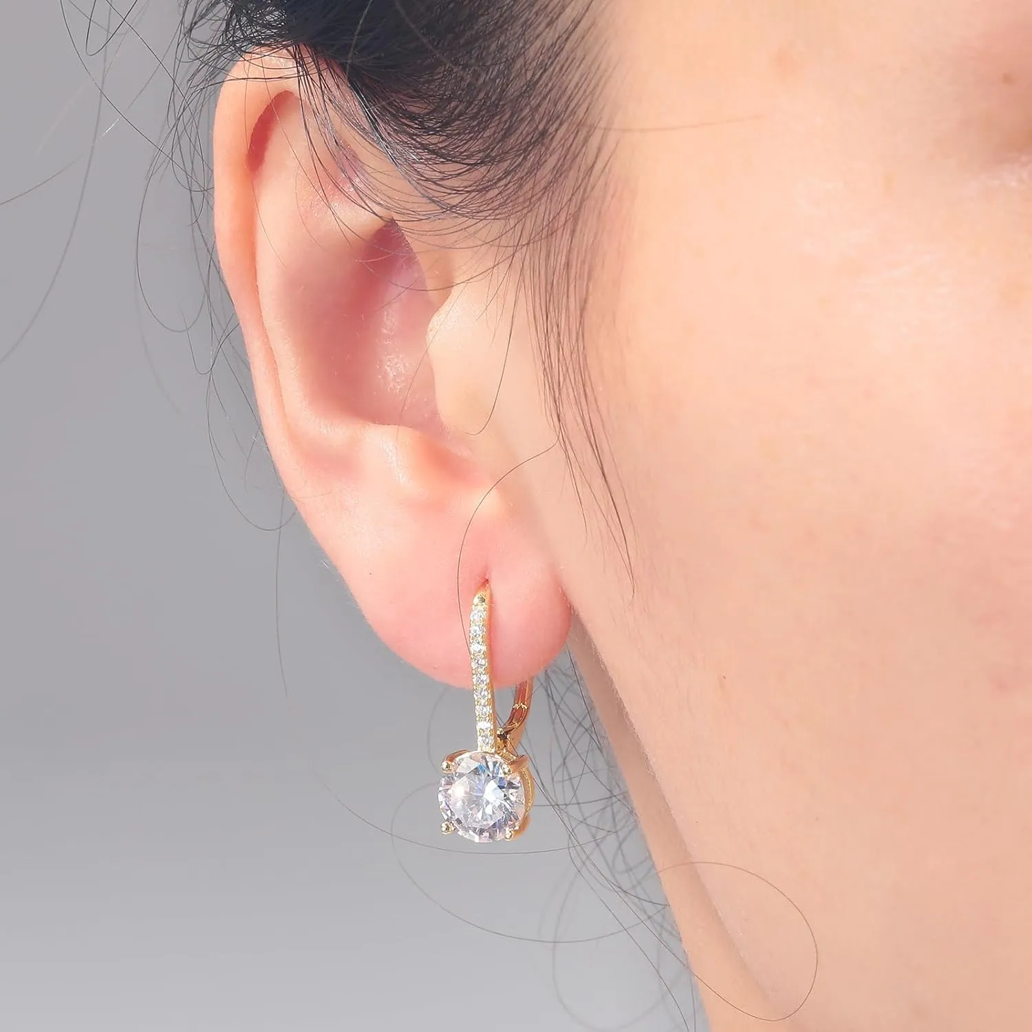 CiNily Round Cut Drop Dangle Earrings for Women Hypoallergenic, Multi-color Cubic Zirconia Earrings Diamond Dangle Earrings Jewelry Gifts for Mothers Day 14K White Gold, Yellow Gold, Rose Gold