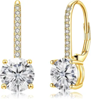 CiNily Round Cut Drop Dangle Earrings for Women Hypoallergenic, Multi-color Cubic Zirconia Earrings Diamond Dangle Earrings Jewelry Gifts for Mothers Day 14K White Gold, Yellow Gold, Rose Gold