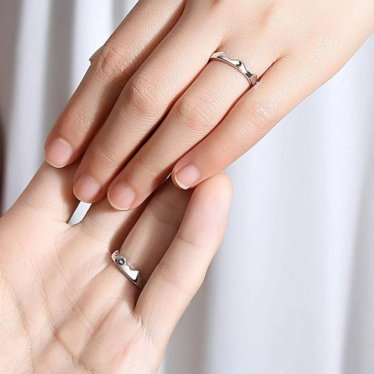 Couple Matching Rings for Woman Man Angel Devil Wings Dragon Arrow Open Rings Adjustable Sun Moon Promise Rings Set Friendship Rings Black White Couple Rings for Her and Him