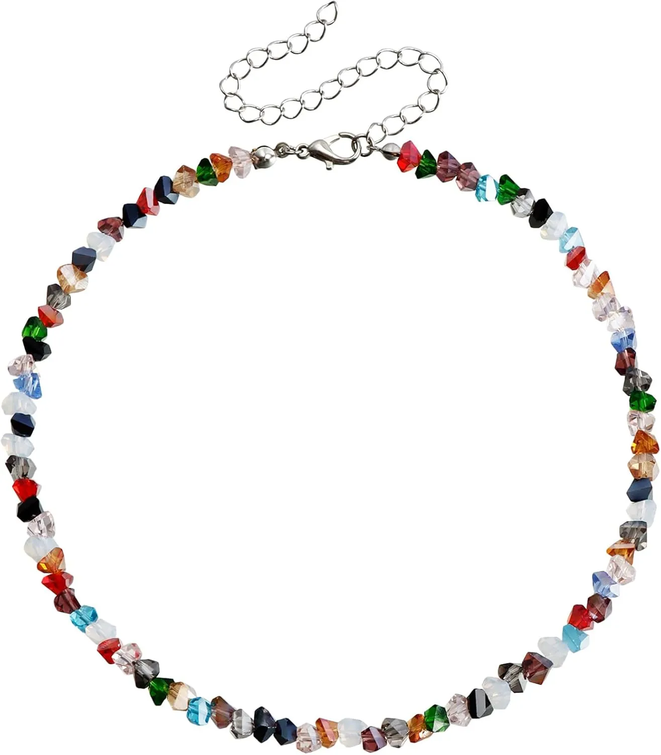 Crystal Beaded Necklaces for Women, Colorful Crystal Beaded Choker Necklaces Bohemian Beach Surfer Crystal Beaded Necklaces Summer Jewelry for Women