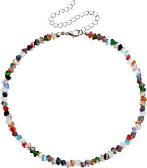 Crystal Beaded Necklaces for Women, Colorful Crystal Beaded Choker Necklaces Bohemian Beach Surfer Crystal Beaded Necklaces Summer Jewelry for Women
