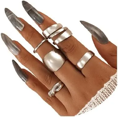 CSIYANJRY99 Vintage Punk Rings for Men Women,Hippie Indie Rings,Cool Gothic Ring,Bulky Rings,Statement Knuckle Stacking Ring,Tai Chi Butterfly Pin Ring,Skull Snake Halloween Eboy Emo Y2K Ring