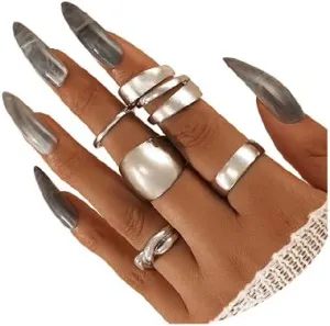 CSIYANJRY99 Vintage Punk Rings for Men Women,Hippie Indie Rings,Cool Gothic Ring,Bulky Rings,Statement Knuckle Stacking Ring,Tai Chi Butterfly Pin Ring,Skull Snake Halloween Eboy Emo Y2K Ring