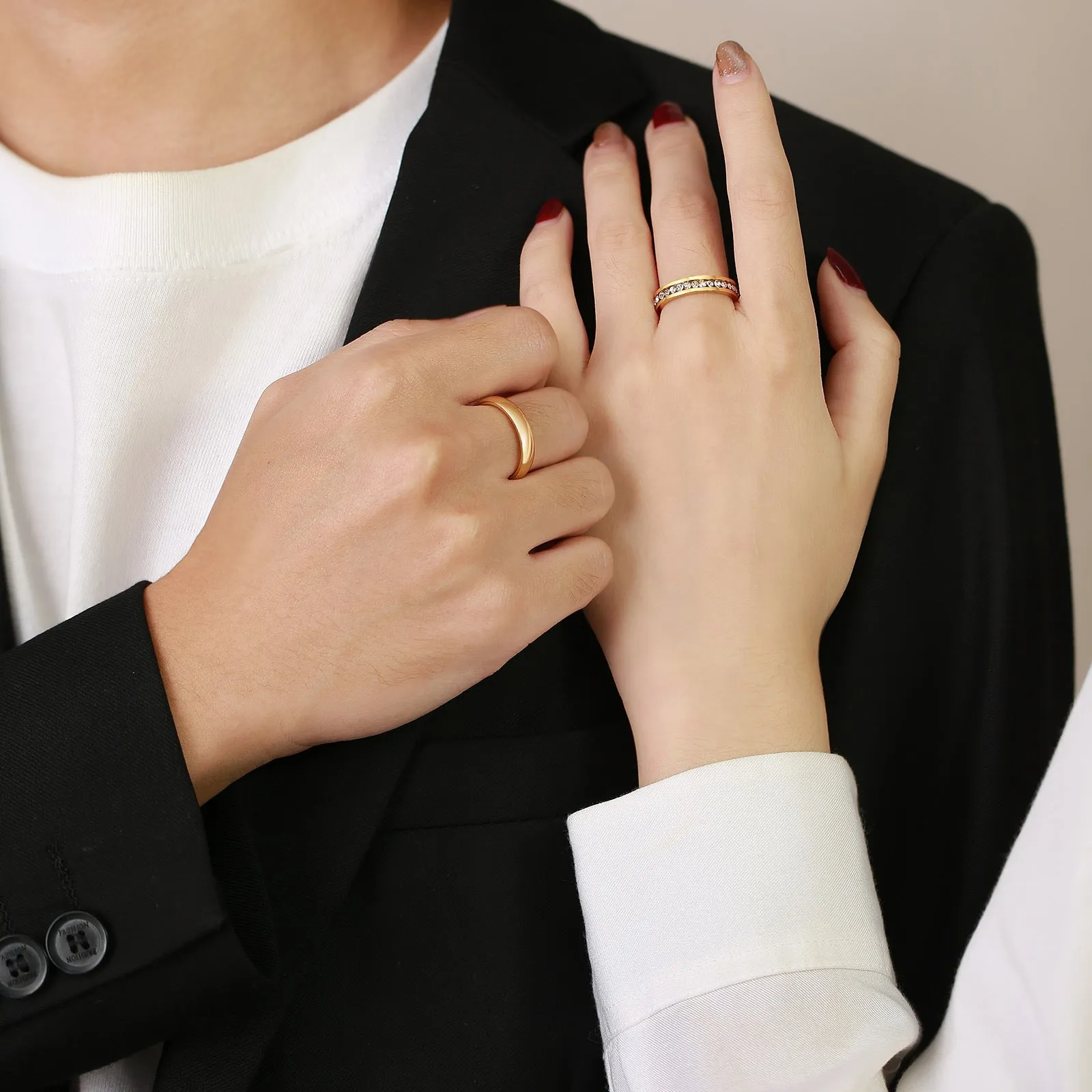 Custom Gold Plated Matching Wedding Bands for Couples