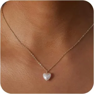 Dainty Heart Necklace for Women,14k Gold/Silver Plated Tiny Gold Love Heart Pendant Choker Necklace CZ Necklace for Women Teen Girls Trendy Gold Jewelry Cute Gifts