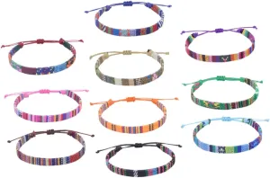 Didiseaon 10-pack Woven Rope Bracelets Handmade String Ankle Bracelets for Women Beach Fashion Anklets Adjustable String Jewelry Set