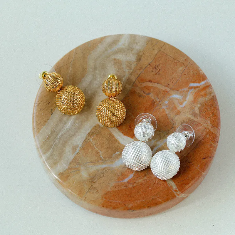 Dual Ball Gold Earrings
