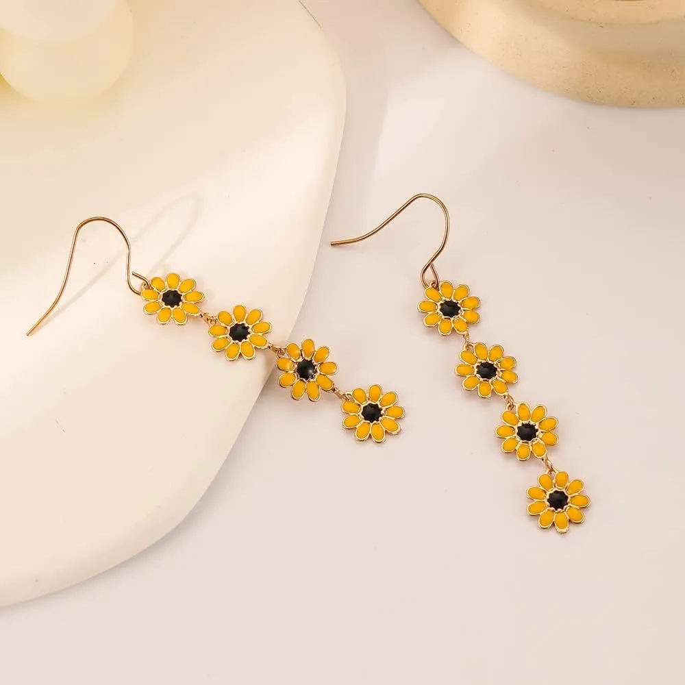 Flower Earrings for Women Daisy Dangling Earrings Sunflower Floral Earrings for Women Holiday Earrings