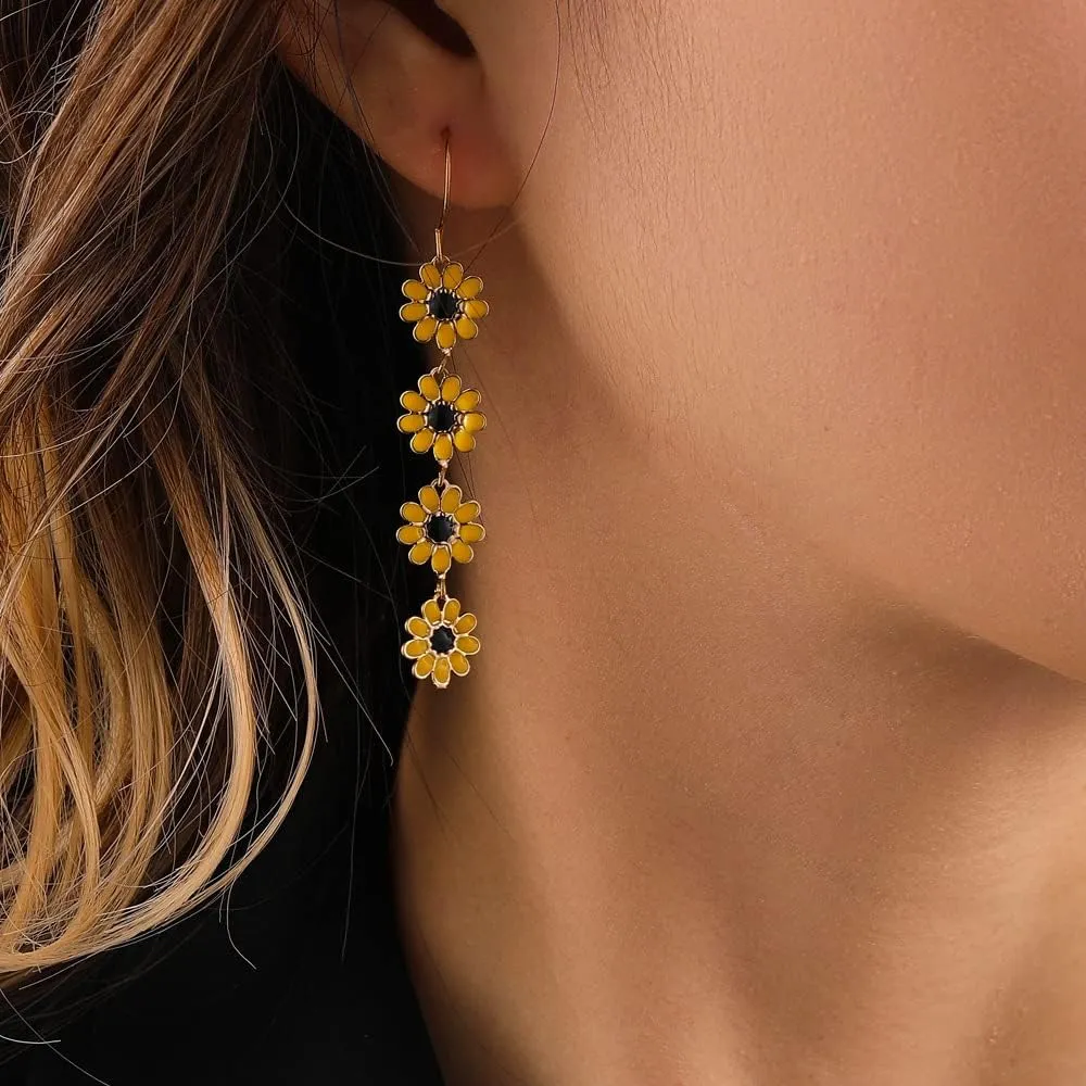 Flower Earrings for Women Daisy Dangling Earrings Sunflower Floral Earrings for Women Holiday Earrings