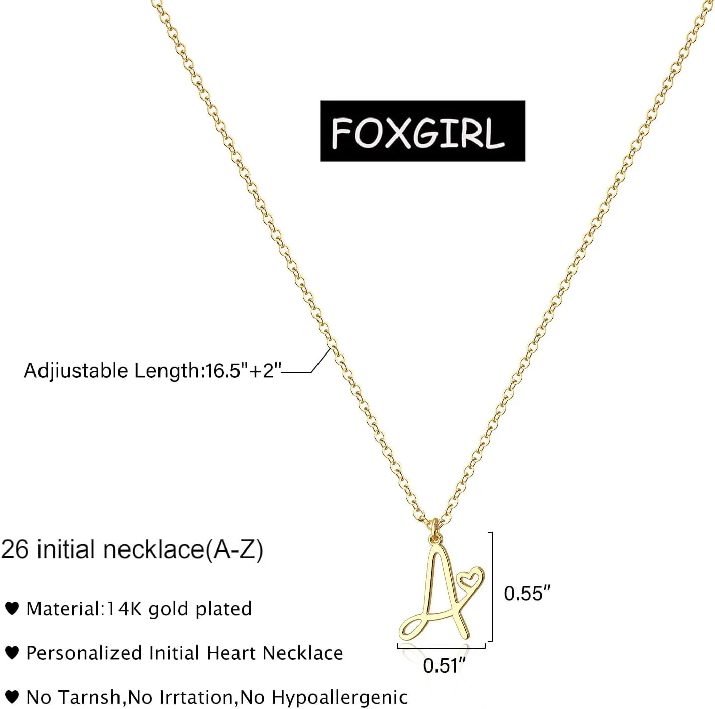 Foxgirl Gifts for Women-Mom Gold Initial Necklaces for Women Personalized Letter A-Z Pendant Necklace Simple Cute Tiny Monogram Necklaces 14K Gold Plated Choker Necklaces Gold Jewelry