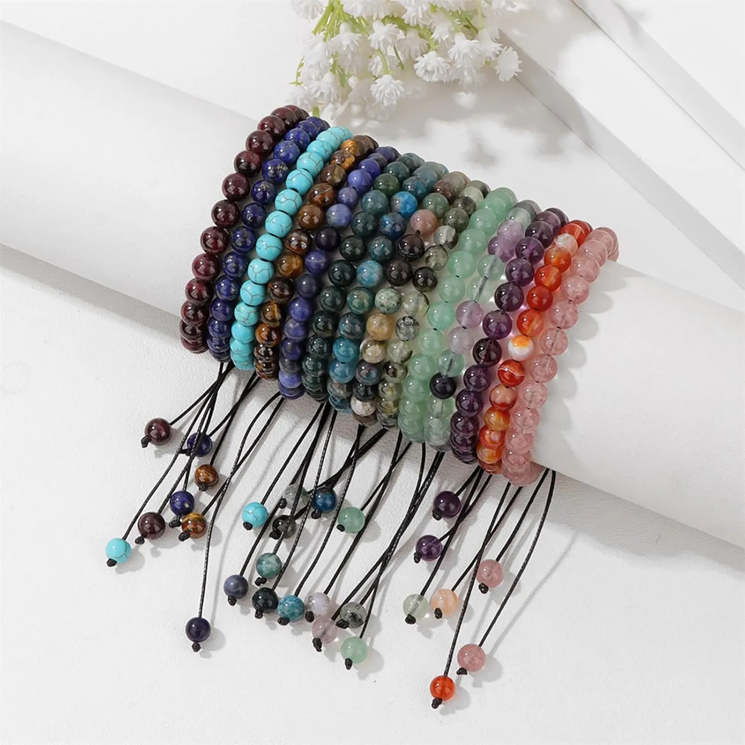 Garnet Bracelets for Women 6mm Adjustable Braided Garnet Crystal Bracelet Red Garnet Bead Bracelet Gemstone Healing Bracelets Natural Stone Bracelets Garnet Jewelry for Women