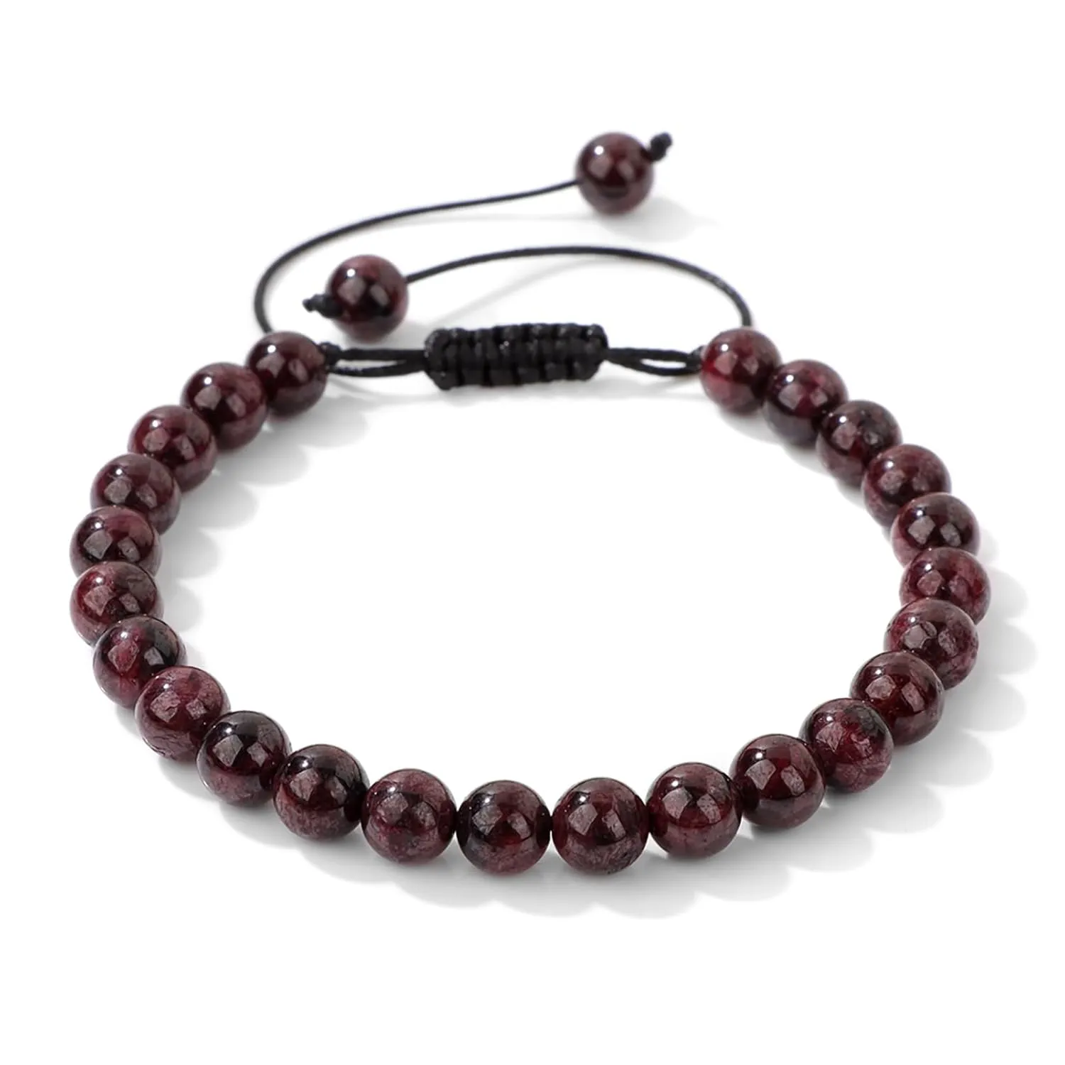 Garnet Bracelets for Women 6mm Adjustable Braided Garnet Crystal Bracelet Red Garnet Bead Bracelet Gemstone Healing Bracelets Natural Stone Bracelets Garnet Jewelry for Women