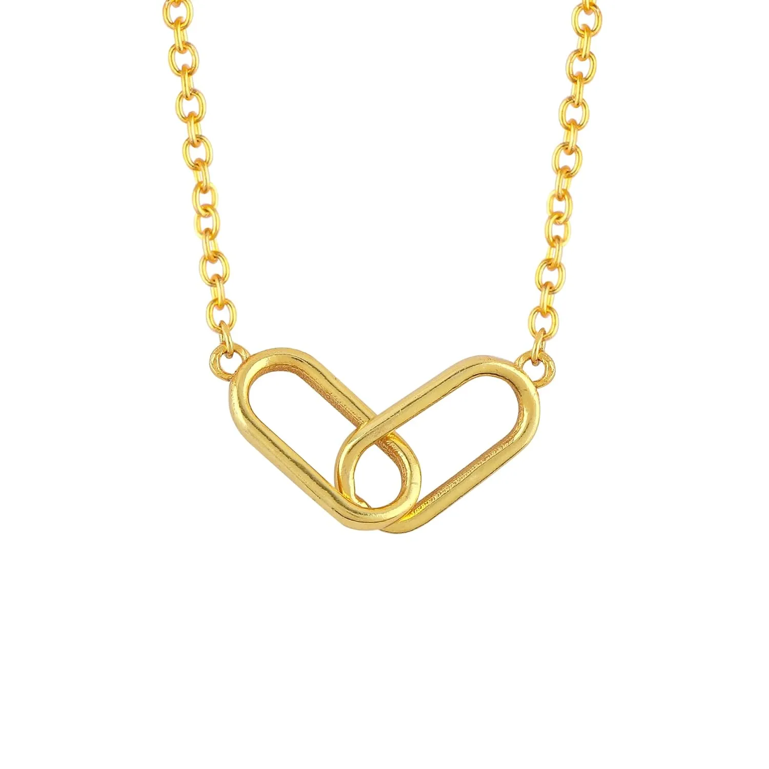 Gold Pendant Necklace for Women, Dainty Necklaces for Women Simple 14K Gold Plated Paperclip Choker Necklaces Cute Minimalist Open Oval Necklaces Gold Jewelry for Women Gifts