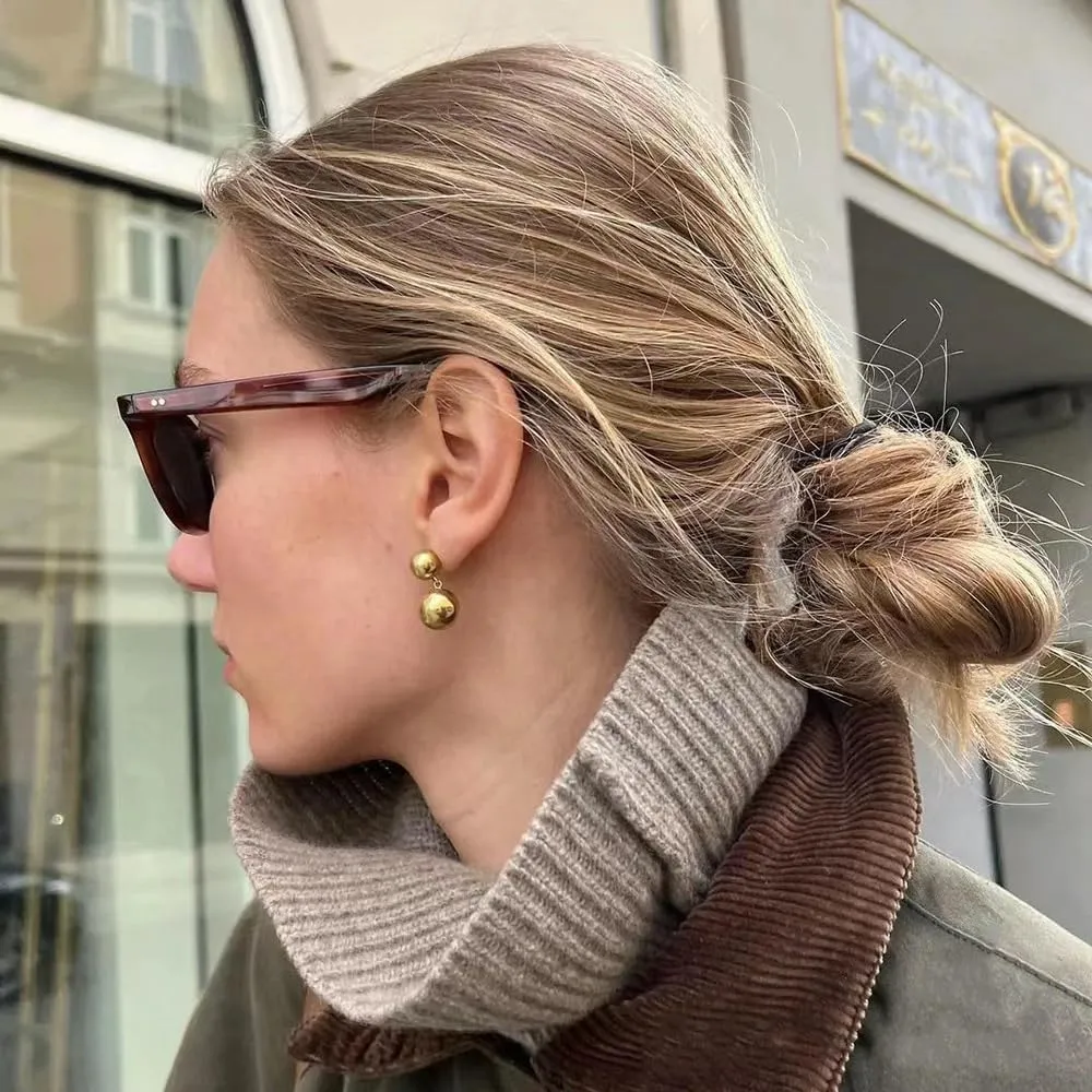 Gold Statement Earrings for Women Large Earrings Silver Chunky Earrings Big Gold Earrings Teardrop Ball Geometric Drop Dangle Earrings Trendy Earrings Fashion Jewelry