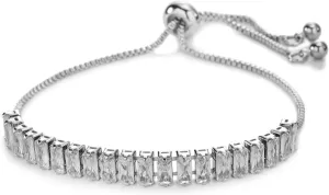 Handmade Beaded Bracelet, Suitable for Both Men and Women, 2.5 * 5 Rectangular Zircon Simple and Small, Adjustable Bracelet (White)