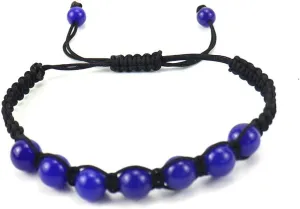 Handmade Beaded Bracelet, Suitable for Men and Women, Colorful Round Natural Stone Weaving Bracelet (Dark Blue)