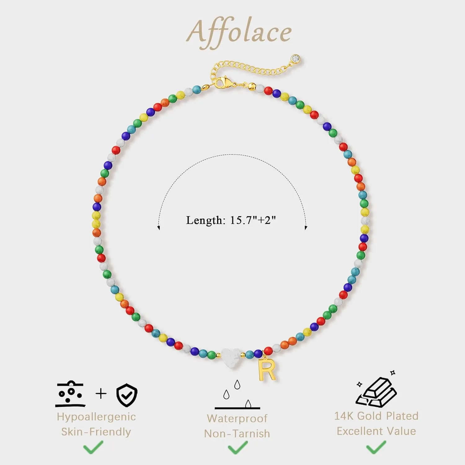 Initial Necklaces for Women, Beaded Heart Initial Necklace for Womens Trendy Letter Beads Choker Necklaces Jewelry Personalized Gifts for Women Girls Trendy Stuff