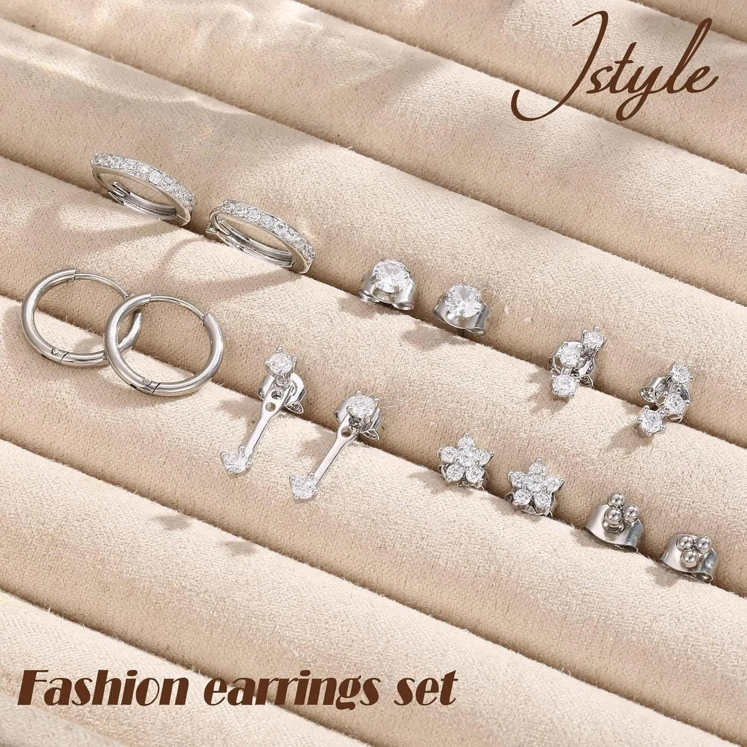 Jstyle Hypoallergenic Surgical Steel Earrings for Women 14K Gold Earring Stack Set Stainless Steel Stud Earrings Dainty Huggie Hoop Cartilage Earring Sets for Multiple Piercing