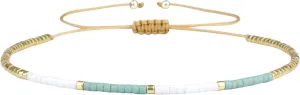 KELITCH Miyuki Bead Bracelets Mix Color Rope Strand Bracelets Handmade Tiny Bracelets for Women (White Green 24I)