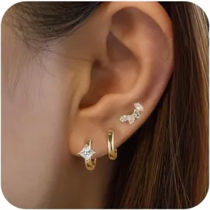 LEXODY Silver Hoop Earrings Set for Women, Lightweight Small Sterling Silver/Gold Hoop Huggie Earrings Multiple Piercing Hypoallergenic Cartilage Earrings for Women Trendy Jewelry Gifts
