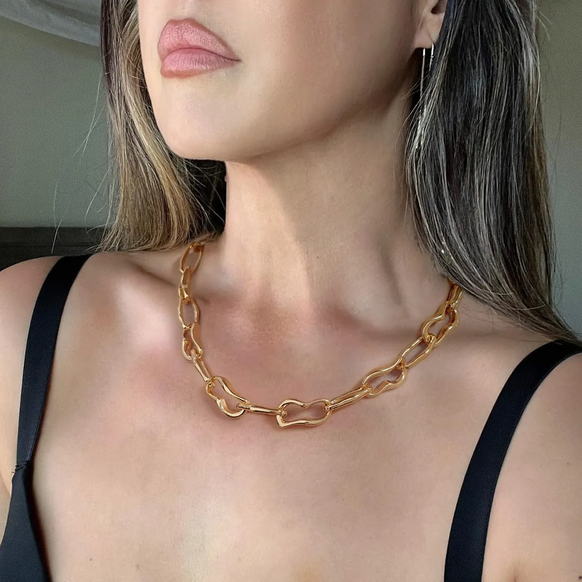 LILIE&WHITE Gold Necklaces For Women Chunky Necklaces Trendy Gold Link Chain Necklace Fashion Choker Necklace Women Jewelry Gift