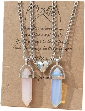 Magnetic Couple Matching Split Heart Necklace Crystal Mutual Attraction Pendant Best Friends Friendship Jewelry Gift