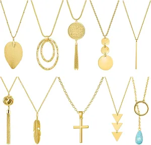 NEWITIN 12 Pieces Stainless Steel Necklaces for Men Hypoallergenic Necklace Unisex Punk Necklace Amulet Pendant Nail Cross Viking Necklaces for Men Women