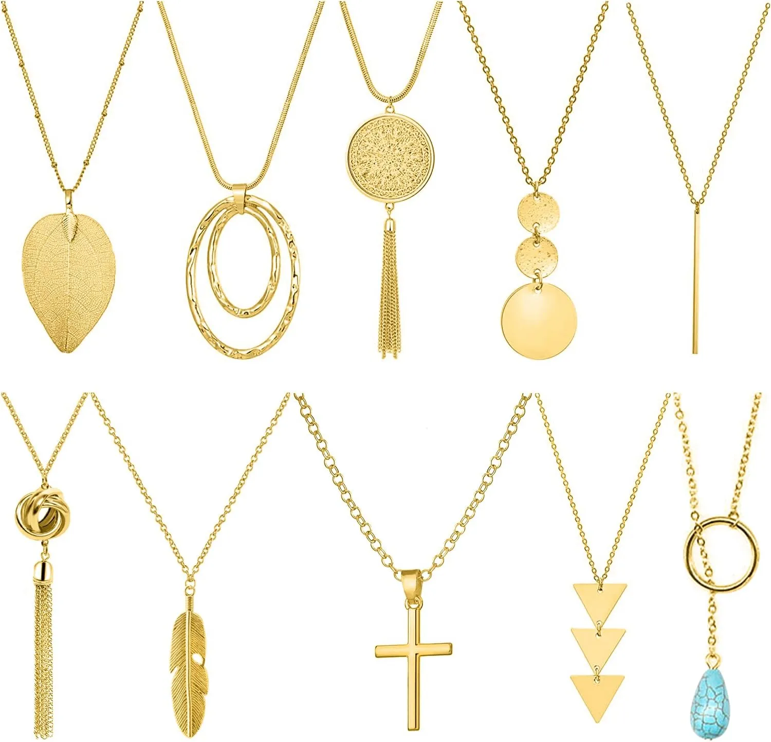 NEWITIN 12 Pieces Stainless Steel Necklaces for Men Hypoallergenic Necklace Unisex Punk Necklace Amulet Pendant Nail Cross Viking Necklaces for Men Women