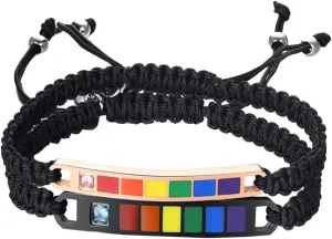 Nylon Lovers Wrist Bracelet Set Titanium Steel Zircon Stretchable Bracelet Couples' Adjustable Jewelry Occasion