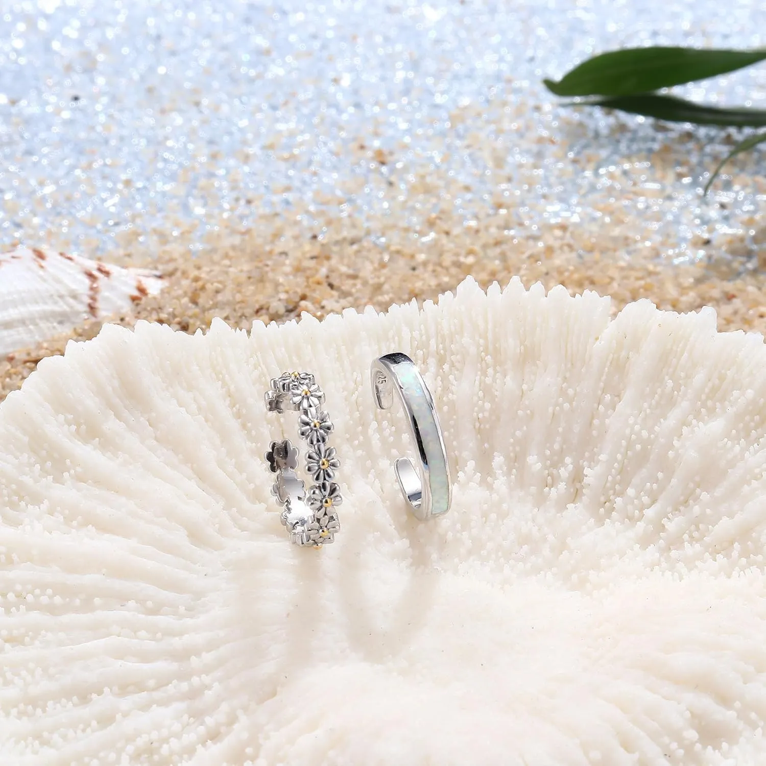 ORAZIO Toe Rings for Women,925 Sterling Silver Toe Rings Adjustable Toe Rings - CZ Flower Cross Twist Knot Opal Toe Ring Cuff - Open Womens Toe Rings Stylish Beach Band Ring Nail Rings Foot Jewelry for Summer