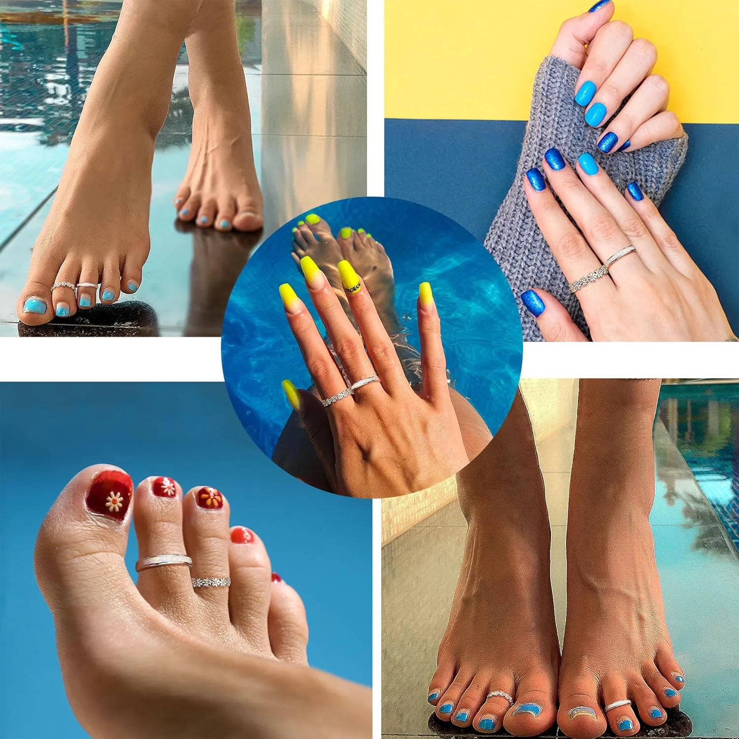 ORAZIO Toe Rings for Women,925 Sterling Silver Toe Rings Adjustable Toe Rings - CZ Flower Cross Twist Knot Opal Toe Ring Cuff - Open Womens Toe Rings Stylish Beach Band Ring Nail Rings Foot Jewelry for Summer