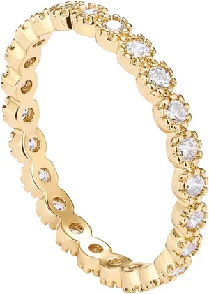 PAVOI 14K Gold Plated Rings Cubic Zirconia Band | Marquise Milgrain Eternity Bands | Gold Rings for Women